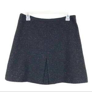 H&M Black Speckled Wool Blend Mini Skirt A-Line Back Zip Size 12